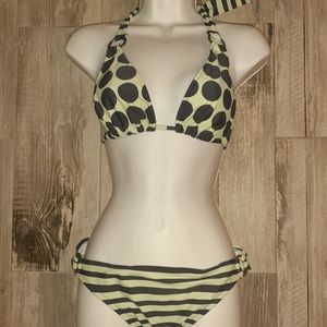 Green Striped/Polka Dot Bikini